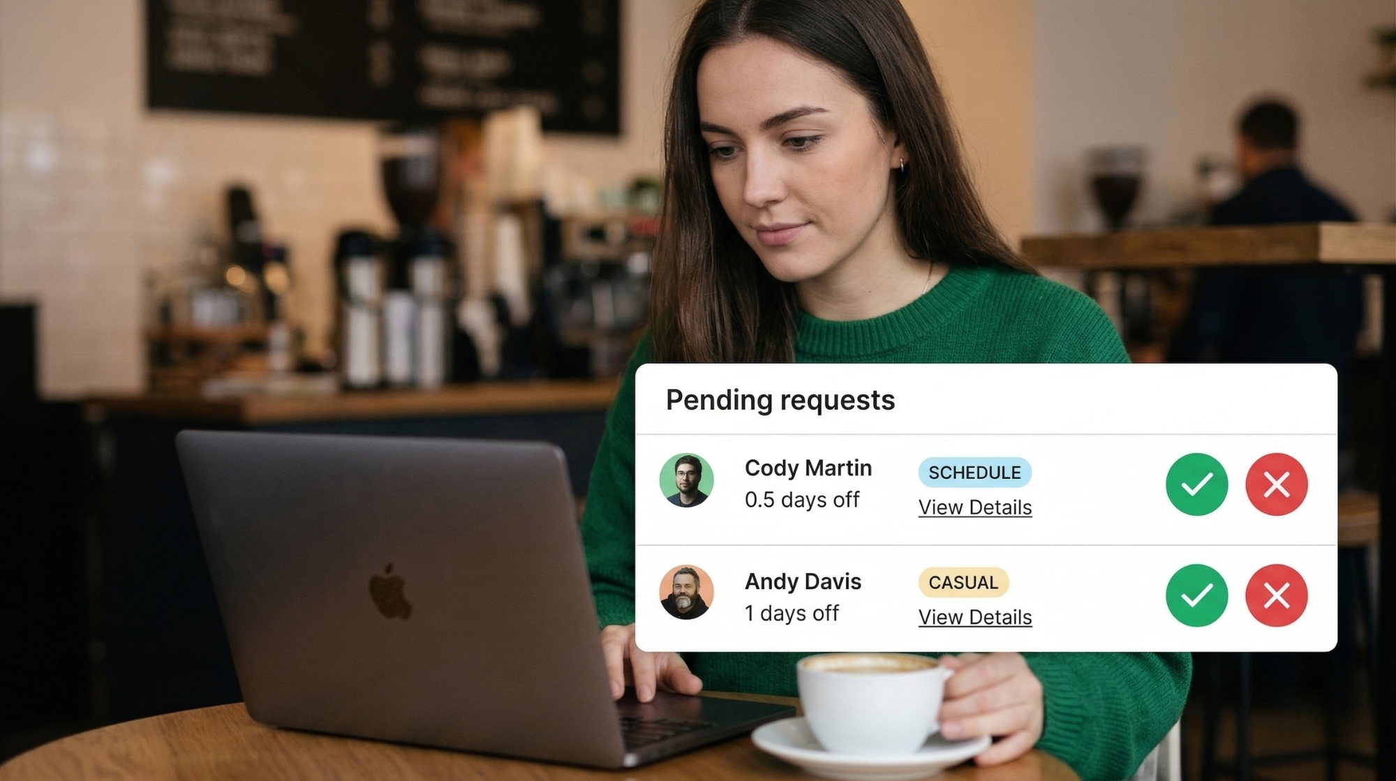Day Off PTO management software showing manager approving employee PTO request